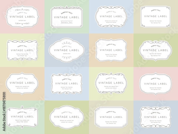 Obraz Editable line simple vintage frame sticker set