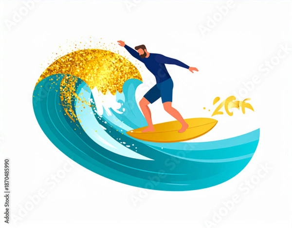 Obraz Surfer Gold Glitter Wavecrest(2026)