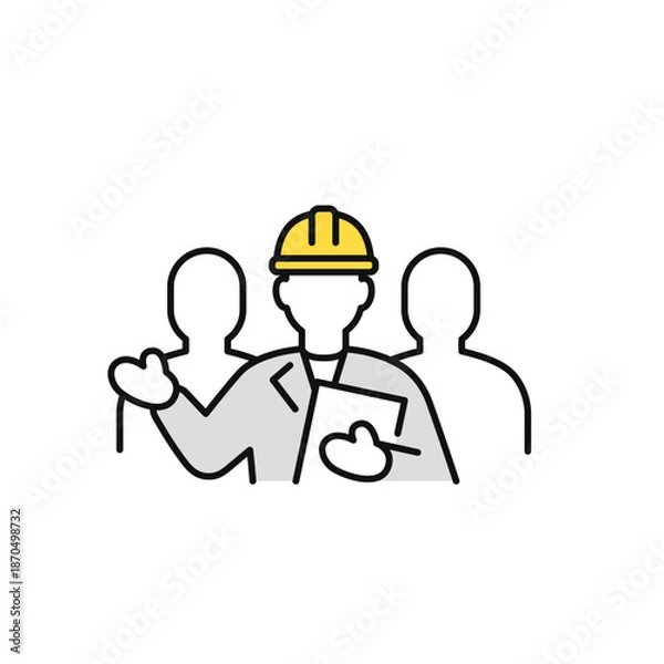 Obraz 資料を持って案内をする現場作業員のシンプルなベクターアイコンイラスト