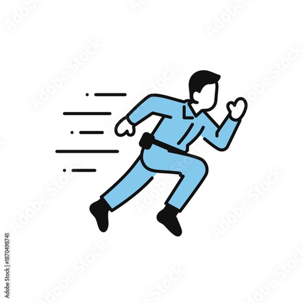 Obraz ダッシュで駆けつける作業員のシンプルなベクターアイコンイラスト
