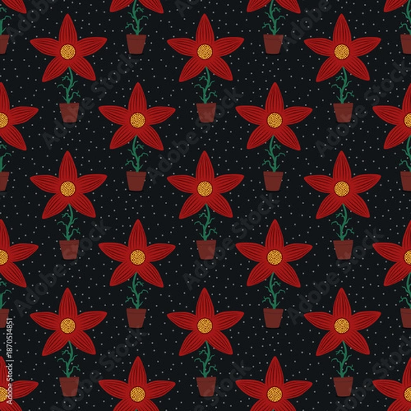 Obraz Red flower pots seamless pattern