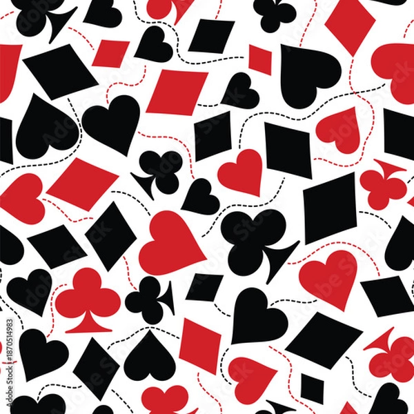 Obraz Playing Cards Suits Symbols Seamless Pattern