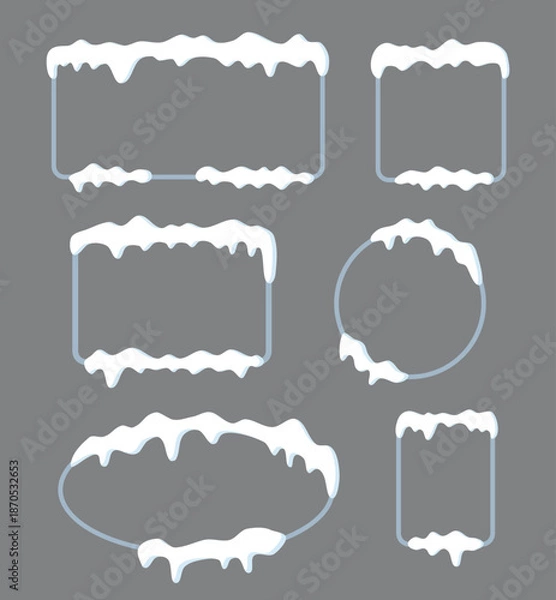 Obraz Snow icicle frame vector design. Ice cartoon vector border
