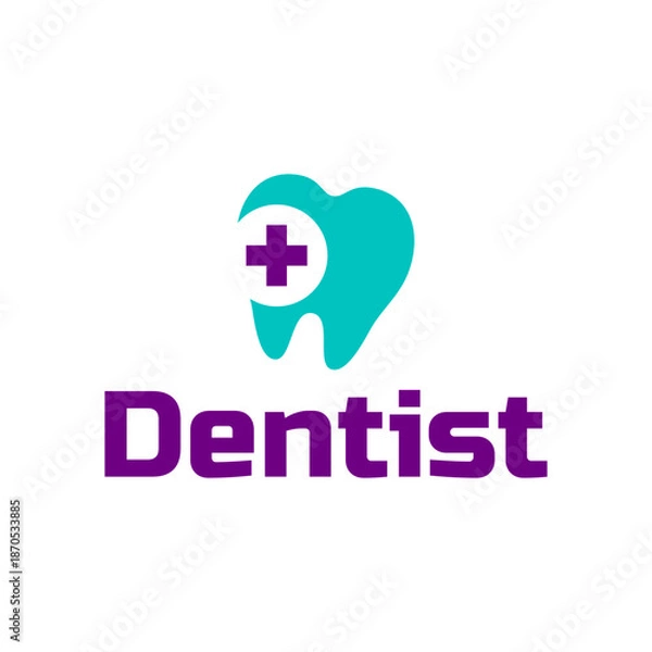 Obraz Simple dental logo with cross template vector
