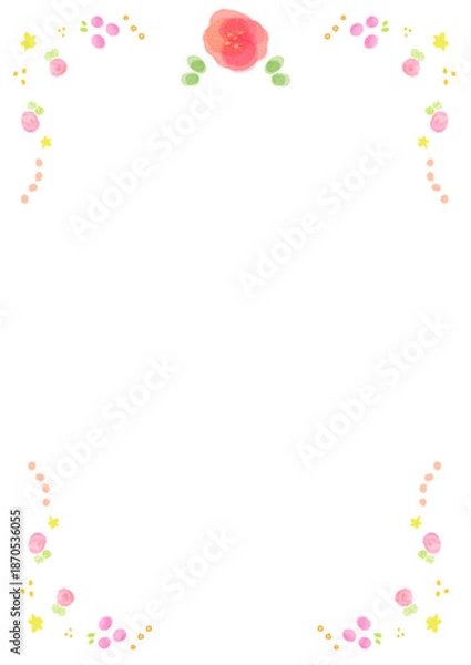 Obraz 花と星のカラフルなフレーム背景