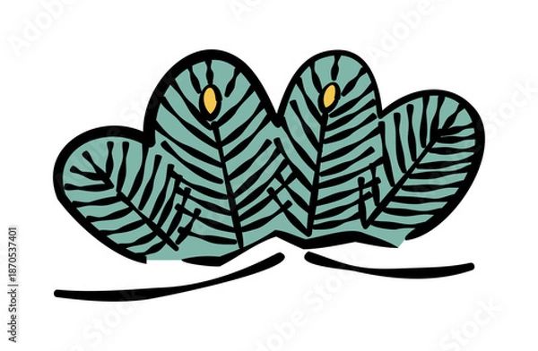 Obraz 松の枝のイラスト(線あり) 01