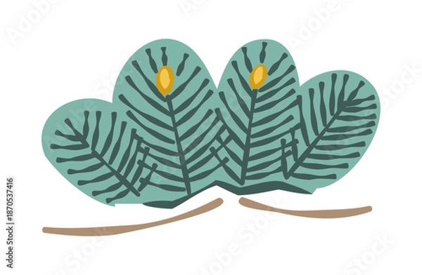 Obraz 松の枝のイラスト(カラー線) 01