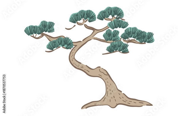 Obraz 松の木のイラスト(カラー線)