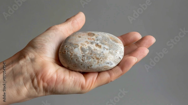 Obraz A hand holds a natural patterned stone