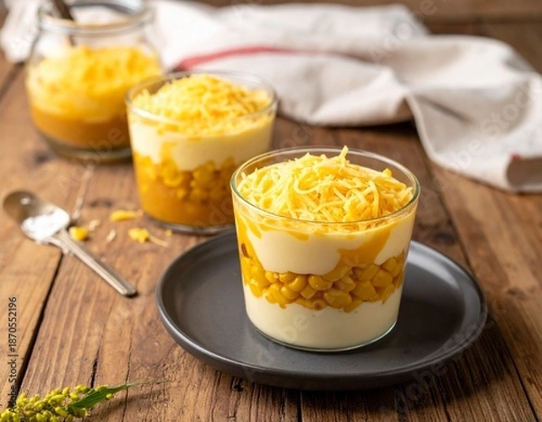 Obraz delicious cheese milk corn close up