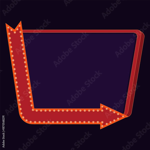 Obraz Retro Arrow Sign with Light Bulbs