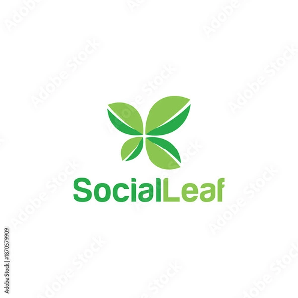 Obraz Social Leaf Logo Vector Natural