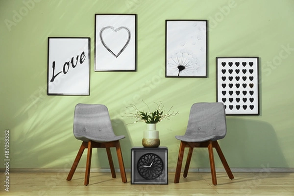 Fototapeta Modern interior with stylish chairs