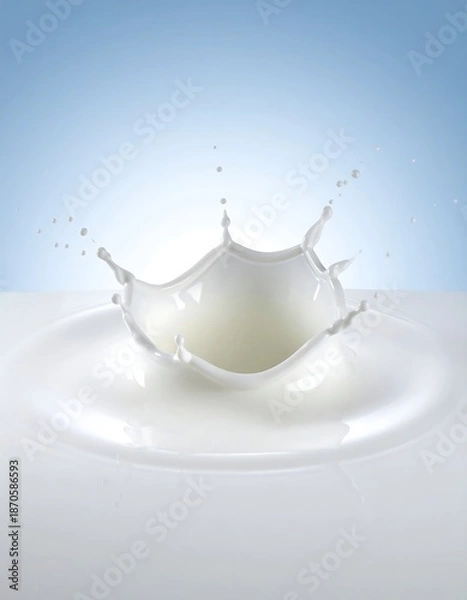 Obraz Milk splash creation against a gradient blue background