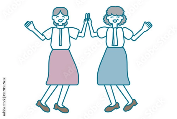 Fototapeta 楽しそうに手を合わせるシニア女性達