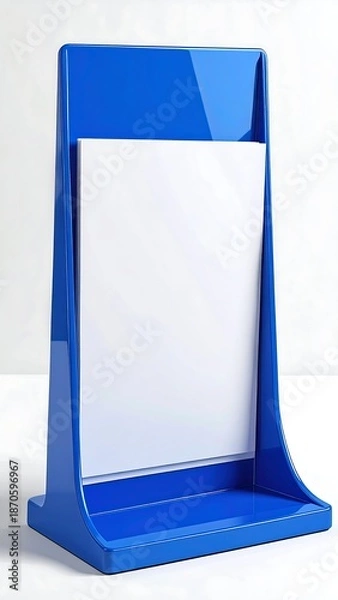 Obraz Modern glossy blue document holder with a white rectangular paper sheet