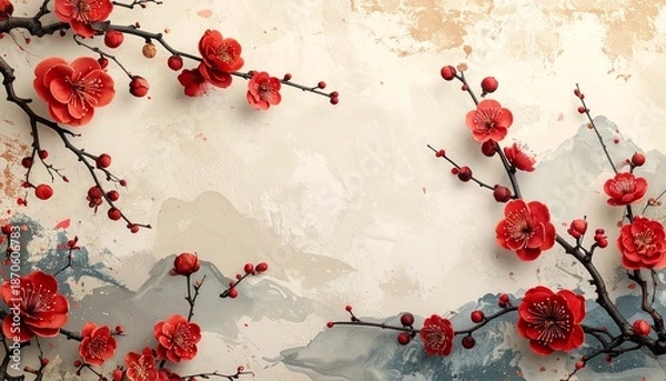 Obraz 梅の花のフレーム素材