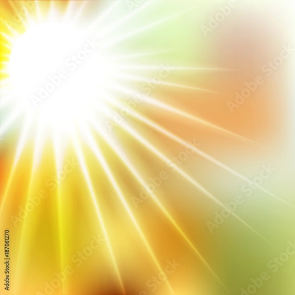 Fototapeta Summer Sunshine Soft Focus Burst - Vector Blurred Radiant Sun Rays
