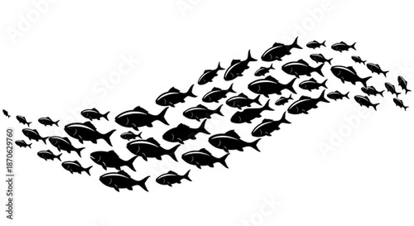Fototapeta 群れの躍動：モノクロの魚たち