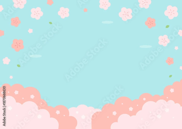 Obraz 手描き風でかわいい春の桜背景イラスト