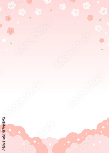 Obraz 春の桜が舞うピンク色の背景イラスト