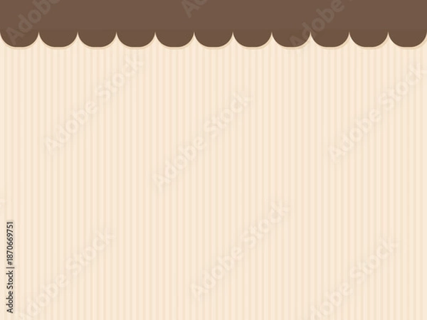 Obraz カフェ風テントの屋根・オーニング付き背景素材｜ベージュのストライプ柄シンプルデザイン
