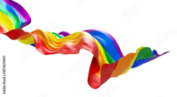 Obraz Rainbow flag on transparent background Pride month banner 3D render