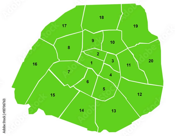 Obraz Mapa dzielnic Paryża