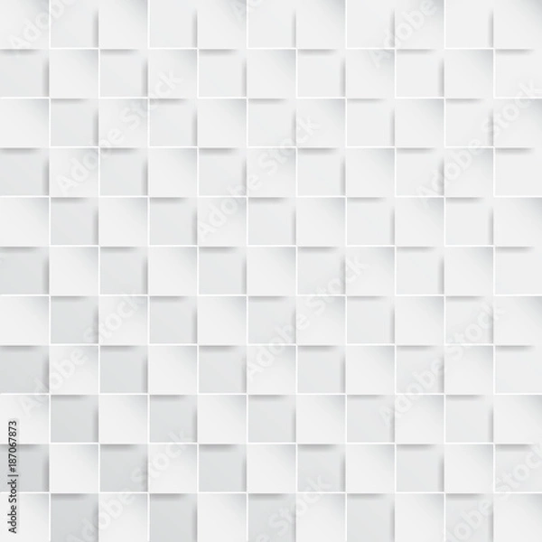 Fototapeta Abstract square paper cut style on white checkerboard background.Vector illustration.