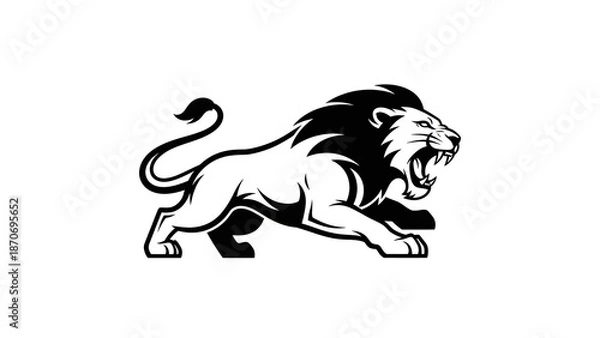 Obraz Fierce lion attacking with sharp teeth and claws