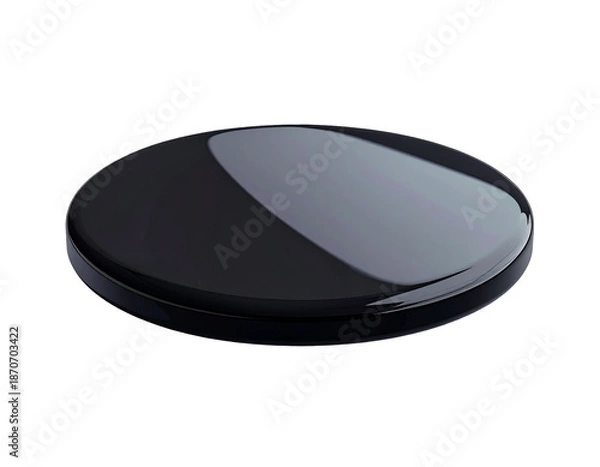 Obraz A sleek, black, glossy, circular object with a slightly raised surface
