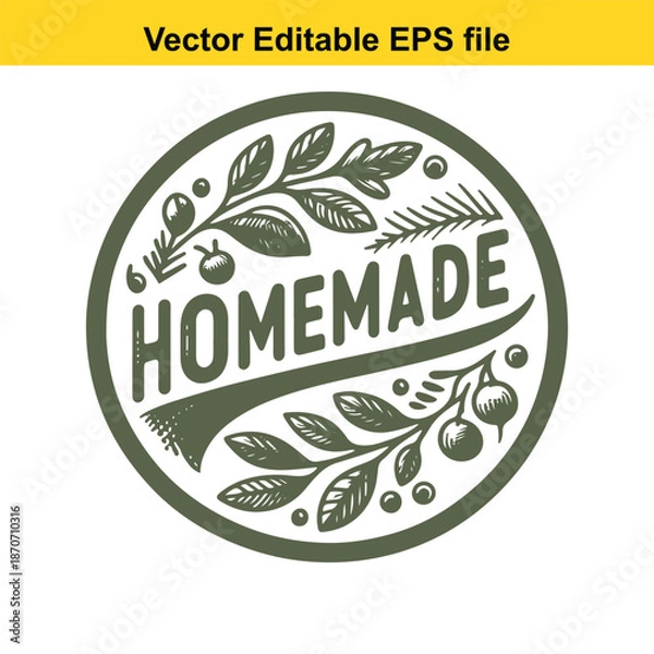 Obraz  vector editable eps file with homemade green leaf circle logo design