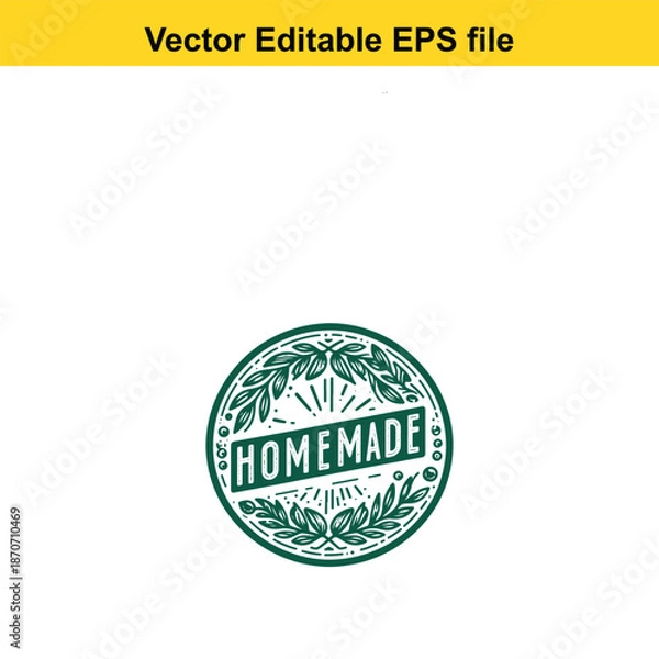 Obraz  vector editable eps file with homemade green leaf circle logo variation