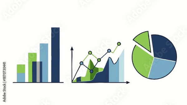 Obraz Bar Graph Line Chart Pie Chart Illustration.