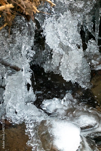Obraz Frozen mountain stream in winter