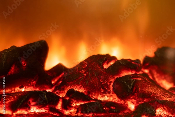 Obraz Intense orange flames burning wood