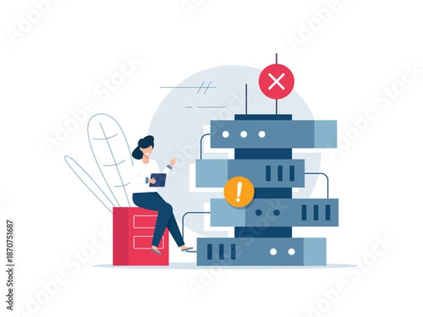 Fototapeta Server error,hardware and software maintenance, tech support. 404 page error scene