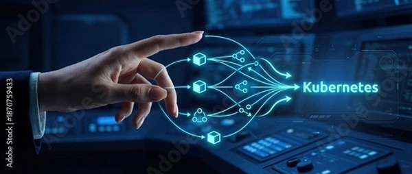 Fototapeta Kubernetes Management: Data Orchestration and Containerization Technology