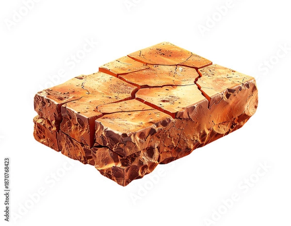 Obraz Textured, cracked rectangular block with reddish-brown hues against black
