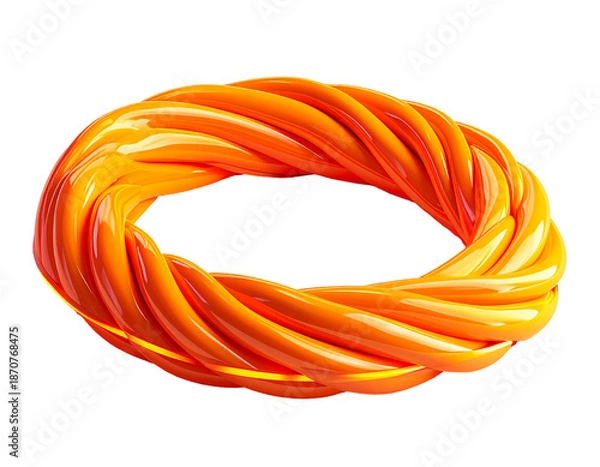 Obraz Orange, intertwined loops form a smooth, abstract, circular shape