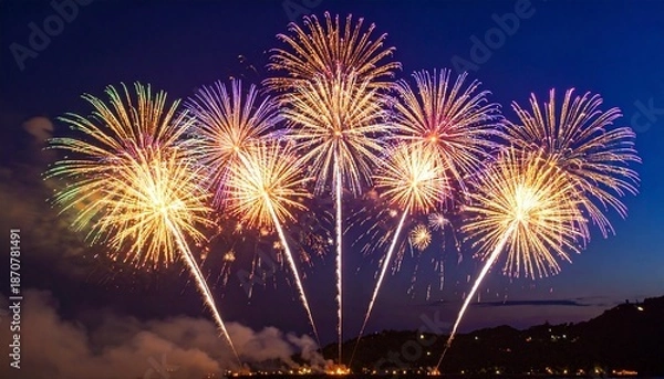 Obraz The night sky with fireworks