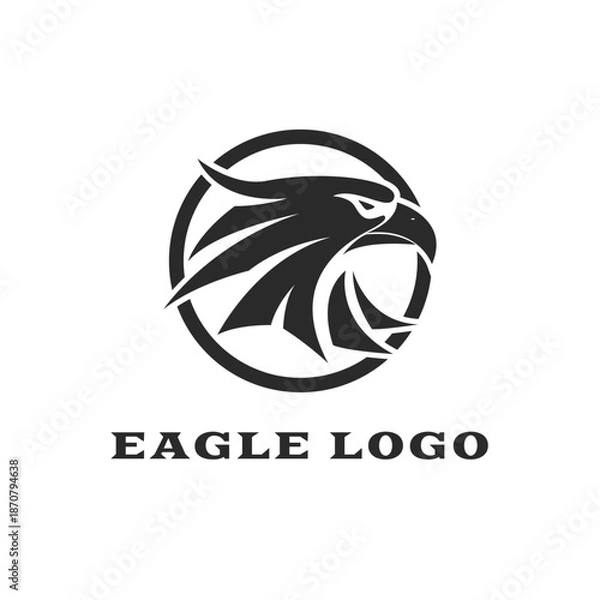 Obraz eagle head logo with label circle