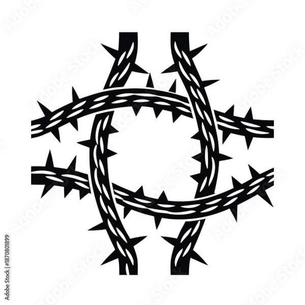 Obraz Intertwined Thorny Branches Vector Pattern