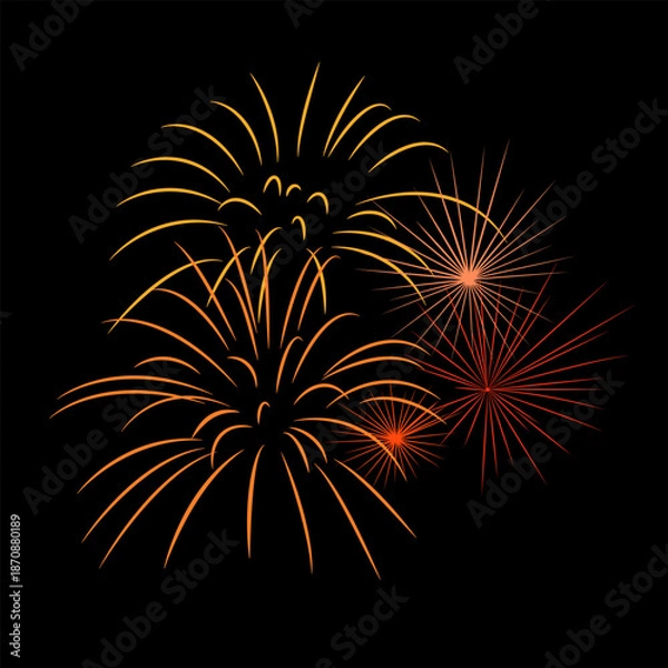 Obraz Firework Vector with black background.