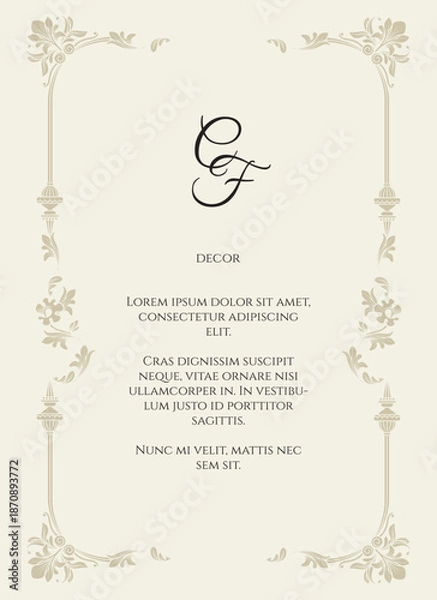 Fototapeta Rectangular frame in classic style.