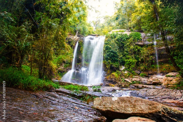 Fototapeta Waterfall in Maesapok village nature landscape background