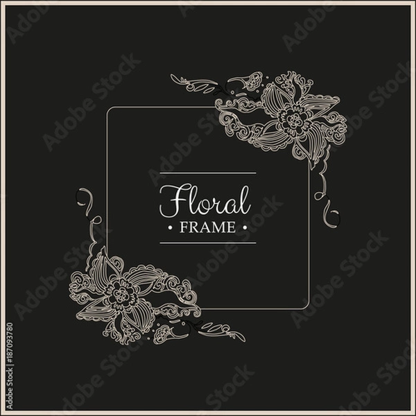 Obraz Vintage floral frame. Vector background