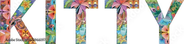 Obraz Word KITTY. Vector zentangle object for decoration