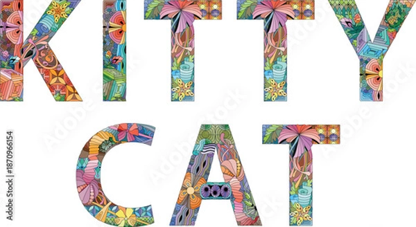 Obraz Words KITTY CAT. Vector zentangle object for decoration