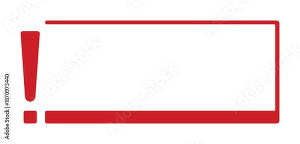 Obraz Red exclamation mark on white rectangle frame.